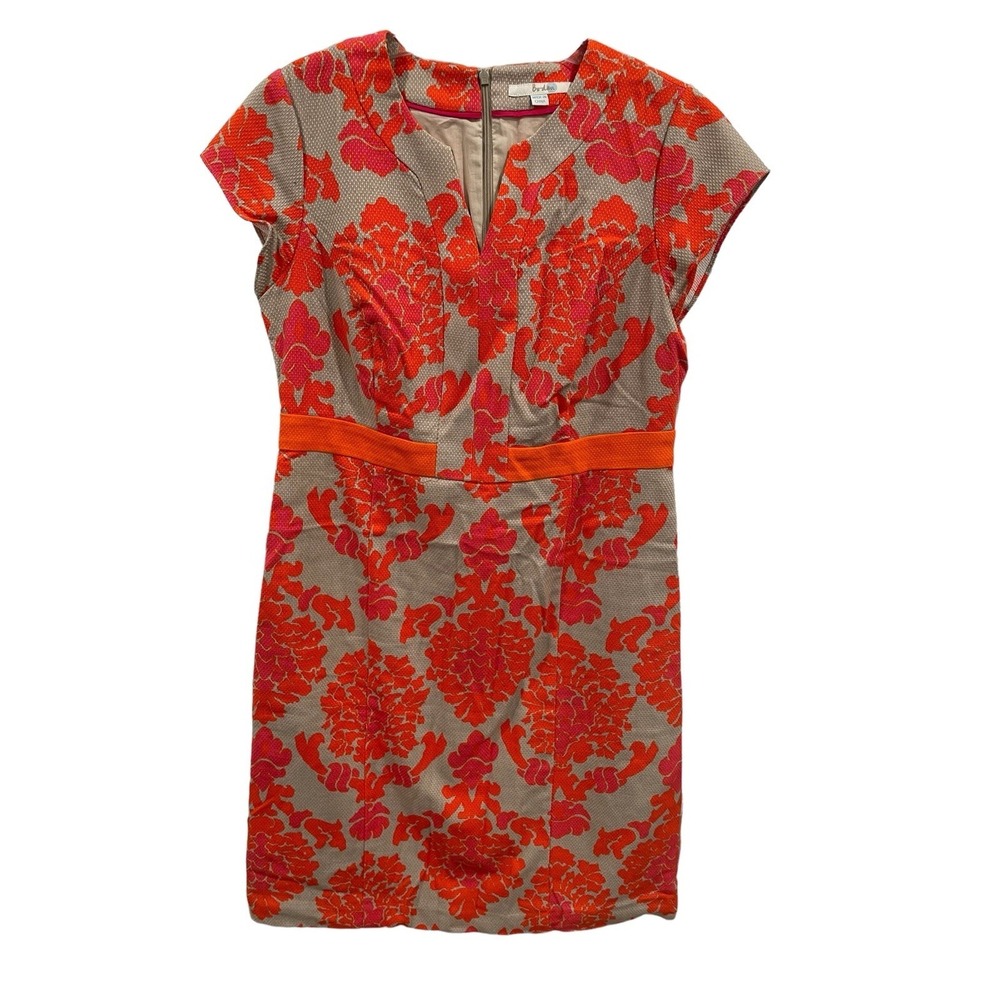 Boden Dress Women‎ 12L Orange/Tan-Cap Sleeve SI54